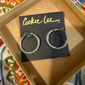 Cookie Lee Silver Beaded Hoop Earrings